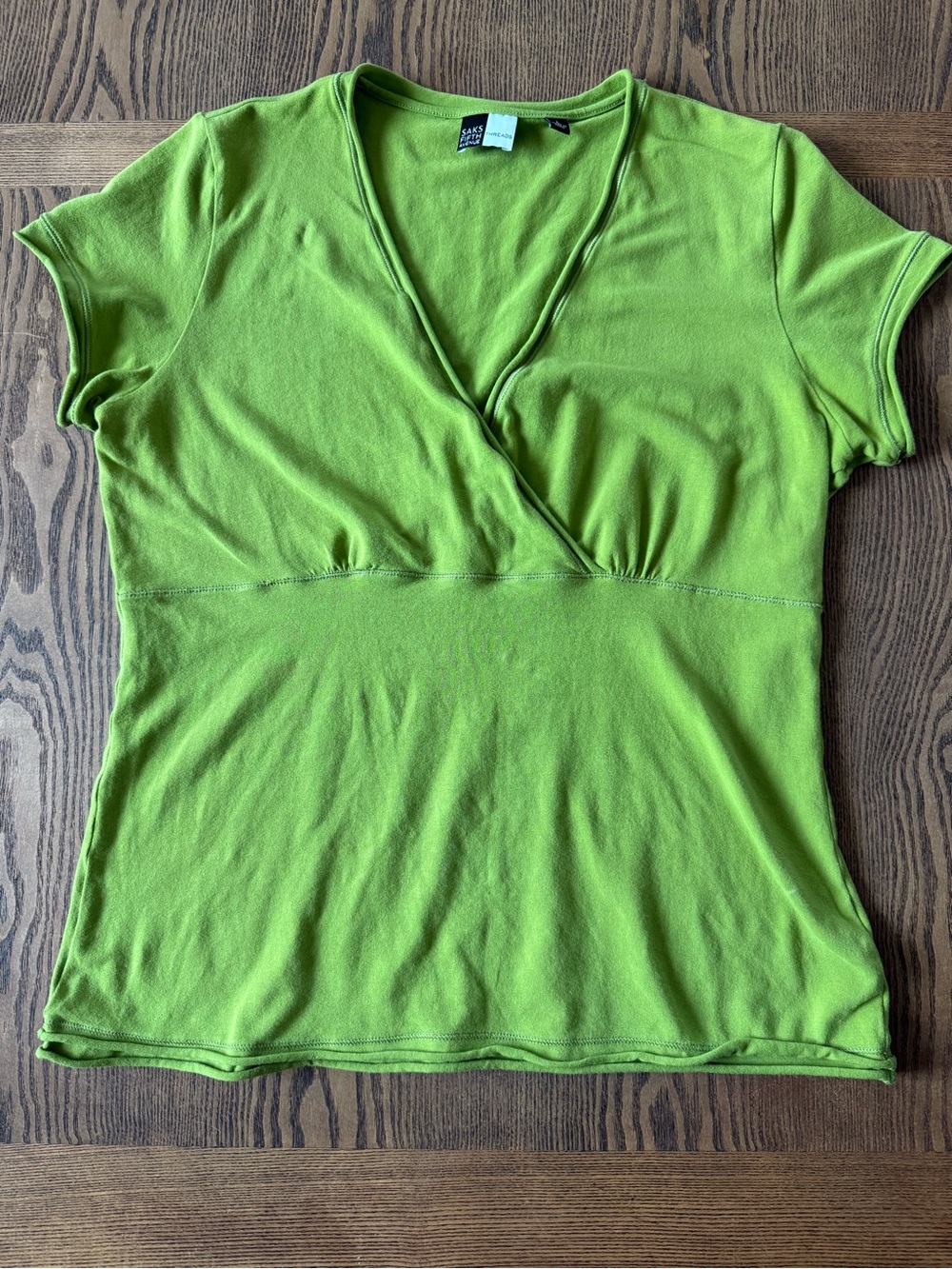 Saks Fifth Avenue Green Y2K Short Sleeve Top